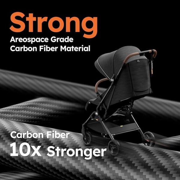 Baby Stroller with Organizer & Cushion, Mom’s Choice Gold Award Winner, Ultra Compact & Airplane-Friendly Travel Stroller, One-Handed Folding Stroller for Toddler, Only 11.5 lbs, Black - Image 4