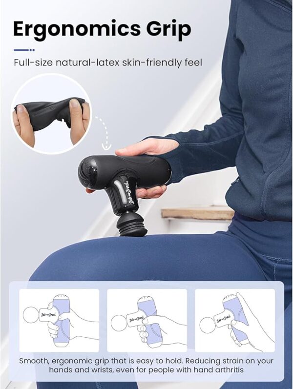 BOB AND BRAD Q2 Mini Massage Gun, Pocket-Sized Deep Tissue Massager Gun, Portable Percussion Muscle Massager Gun, Ultra Small & Quiet Muscle Massage Gun with Carry Case, FSA and HSA Eligible -Black - Image 3