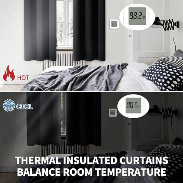 BGment Blackout Curtains - Grommet Thermal Insulated Room Darkening Bedroom and Living Room Curtains, Set of 2 Panels (52 x 120 Inch, Black) - Image 5
