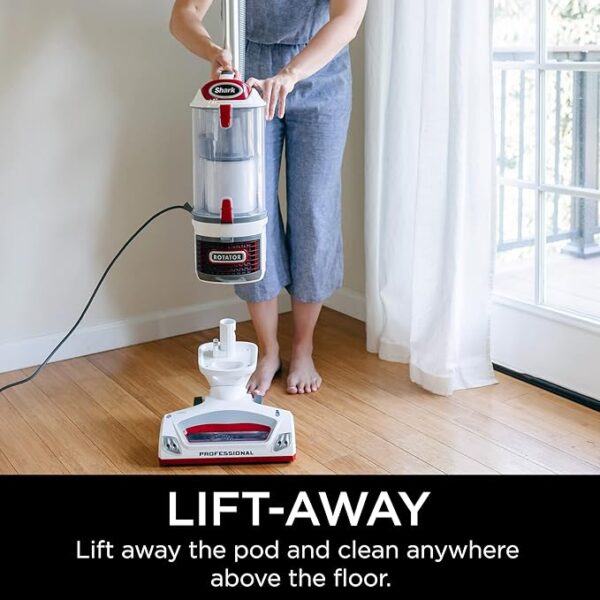 Shark NV501 Rotator Professional Lift-Away Upright Vacuum with HEPA Filter, Swivel Steering, LED Headlights, Wide Upholstery Tool, Dusting Brush & Crevice Tool, White/Red - Image 6