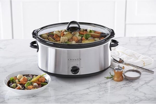 Crock-Pot 7 Quart Oval Manual Slow Cooker, Stainless Steel (SCV700-S-BR), Versatile Cookware for Large Families or Entertaining - Image 2