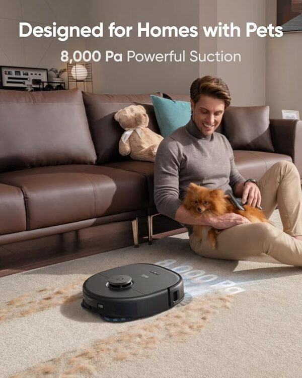 eufy X10 Pro Omni Robot Vacuum and Mop Combo, 8,000 Pa Suction, Dual Mops with 12 mm Auto-Lift and Carpet Detection, AI Obstacle Avoidance, Auto Mop Washing, Auto Drying, Self-Emptying, Self-Refilling - Image 6