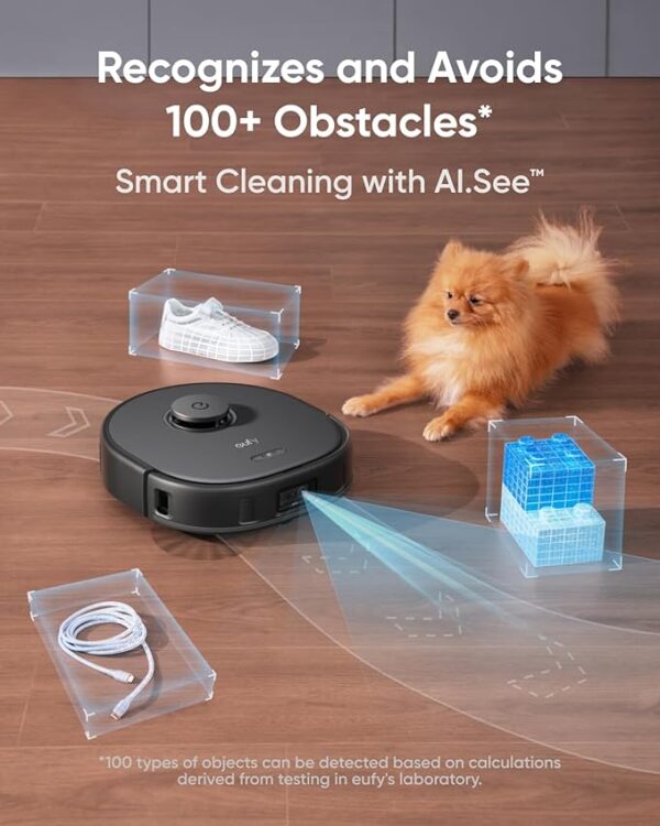 eufy X10 Pro Omni Robot Vacuum and Mop Combo, 8,000 Pa Suction, Dual Mops with 12 mm Auto-Lift and Carpet Detection, AI Obstacle Avoidance, Auto Mop Washing, Auto Drying, Self-Emptying, Self-Refilling - Image 5