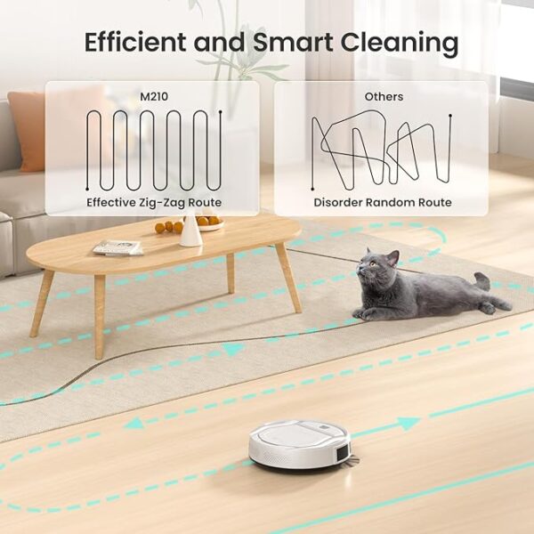 Lefant Robot Vacuum Cleaner, Strong Suction, 120 Mins Runtime, Slim, Low Noise, Automatic Self-Charging, Wi-Fi/App/Alexa Control, Ideal for Pet Hair Hard Floor and Daily Cleaning, M210 - Image 5
