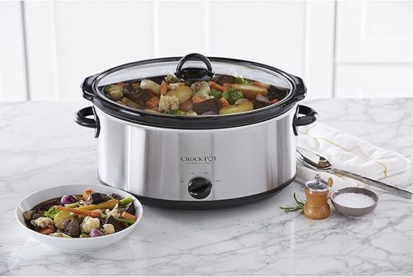 Crock-Pot 7 Quart Oval Manual Slow Cooker, Stainless Steel (SCV700-S-BR), Versatile Cookware for Large Families or Entertaining - Image 3