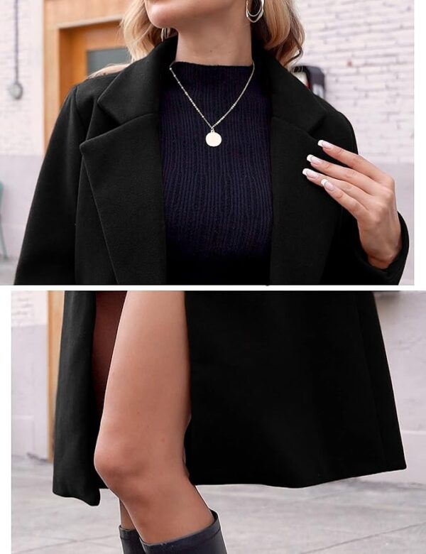Hooever Women's Winter Wool Coat Casual Notch Lapel Single-Breasted Peacoat - Image 3
