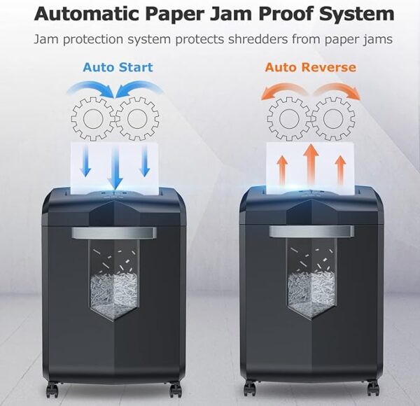 Bonsaii 18-Sheet 60-Minutes Office Paper Shredder, Cross-Cut Heavy Duty Shredder for Home Office with 6 Gallon Pullout Basket 4 Casters(C149-C) - Image 4
