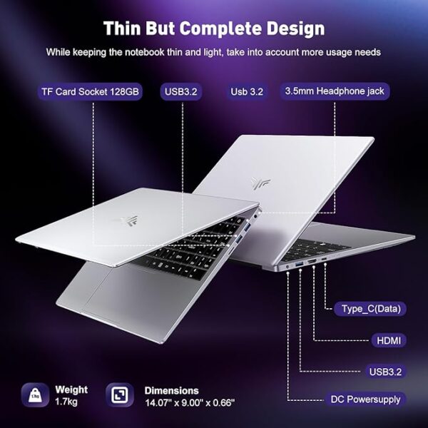 Gaming Laptop, Laptop Computer with Intel Quad-Core Processor(Up to 3.6GHz), 16GB DDR4 512GB SSD, Windows 11 Laptop, 15.6" IPS 1080P, Metal Shell, USB3.2, Long Battery Life - Image 4