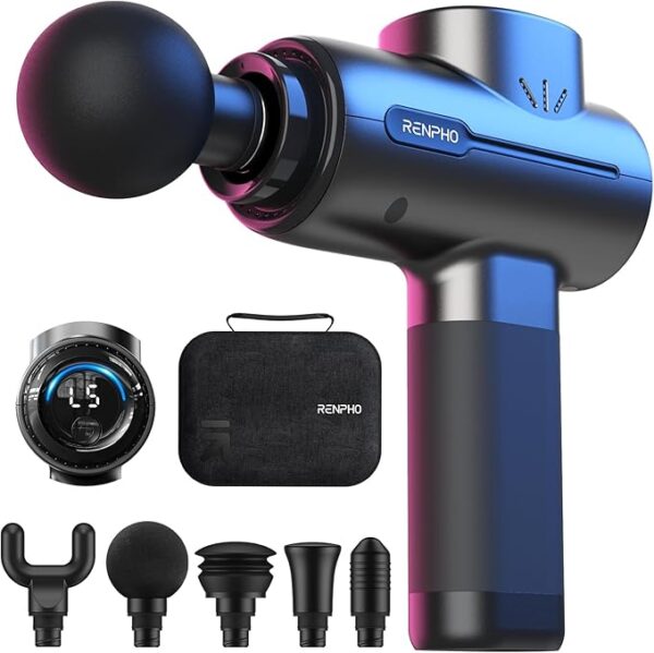 RENPHO Massage Gun Deep Tissue Portable Percussion Massager for Back and Neck, Valentines Day Gifts for Him Her, Gift for Men and Women, Handheld Device with Carry Case, Active