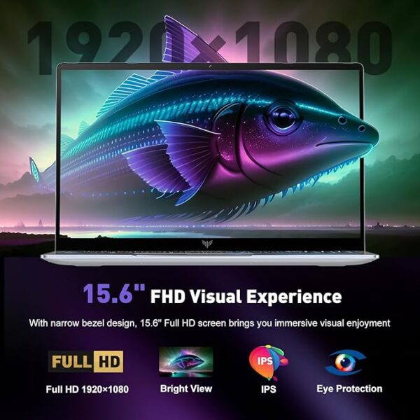Gaming Laptop, Laptop Computer with Intel Quad-Core Processor(Up to 3.6GHz), 16GB DDR4 512GB SSD, Windows 11 Laptop, 15.6" IPS 1080P, Metal Shell, USB3.2, Long Battery Life - Image 3