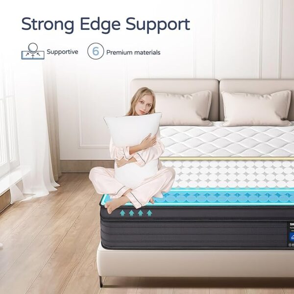 King Size Mattress 14 Inch - Upgrade Strengthen, Memory Foam Hybrid Mattress with Motion Isolation and Pressure Relief, Strong Edge Support, Pocket Spring King Size Mattress in a Box, Medium - Image 4