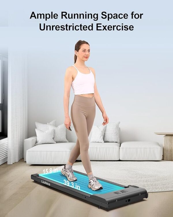 Walking Pad Under Desk Treadmill, Portable Small Treadmills for Home and Office, 2.5HP Super Quiet Brushless Motorized Walking Jogging Running Machine with Remote Control - Image 3