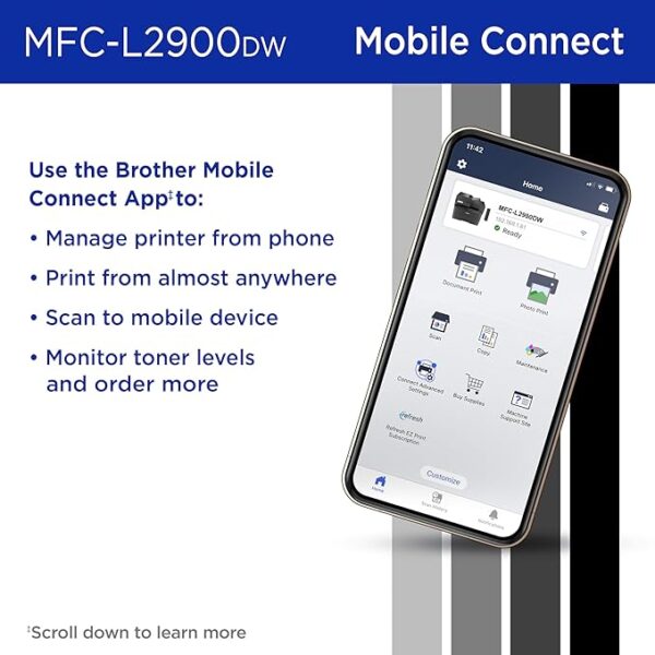 Brother MFC-L2900DW Wireless Compact Monochrome All-in-One Laser Printer with Duplex Copy & Scan, Fax, Black & White | Includes Refresh Subscription Trial(1) - Image 6