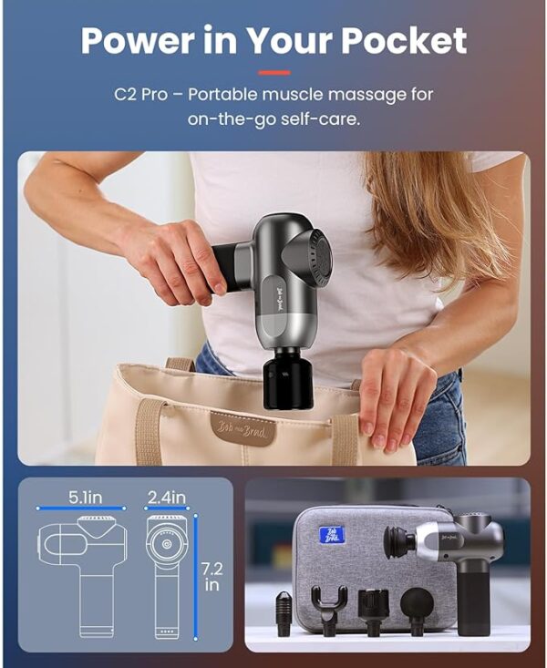 BOB AND BRAD C2 Pro Massage Gun with Heat and Cold Therapy, Mini Massager Gun Deep Tissue, Heated Professional Electric Back Massager for Athletes, Handheld Massager, FSA and HSA Eligible - Image 5