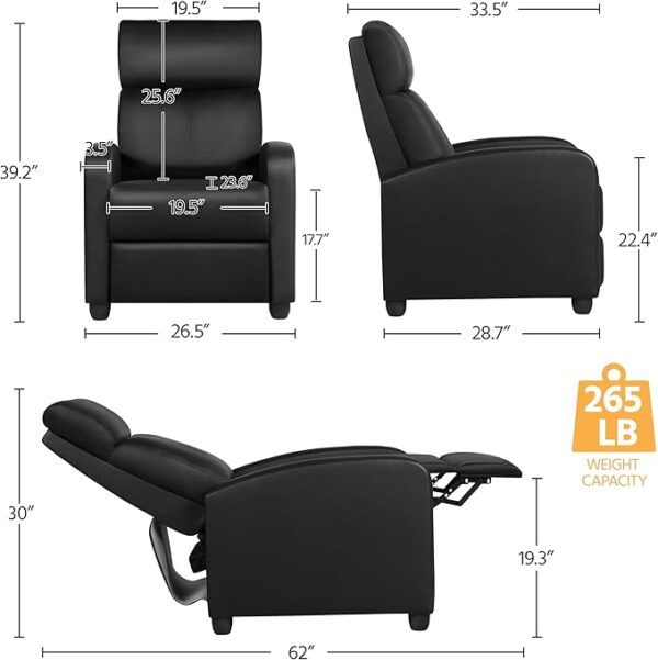 Yaheetech Recliner Chair PU Leather Recliner Sofa Home Theater Seating with Lumbar Support Overstuffed High-Density Sponge Push Back Recliners Armchair for Living Room - Image 5