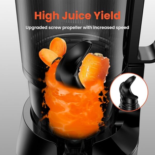 Cold Press Juicer, JoyBear Slow Masticating Machines with 5.3" Extra Large Feed Chute Fit Whole Fruits Vegetables Easy Clean Self Feeding Effortless for Batch Juicing, High Juice Yield, BPA Free 200W - Image 4