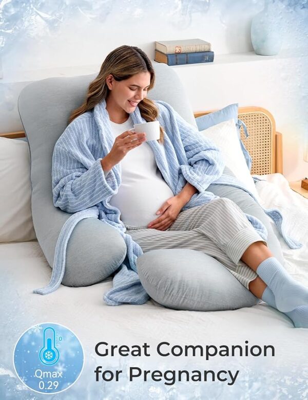 Momcozy Pregnancy Pillows with Cooling Cover, U-Shaped Full Body Maternity Pillow for Side Sleepers 57 Inch - Support for Back, Hip, Belly, Legs for Pregnant Women - Image 5