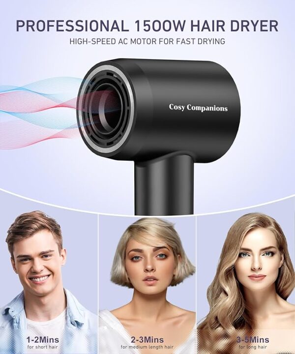 Hair Dryer, 150000 RPM High-Speed Brushless Motor Negative Ionic Blow Dryer for Fast Drying, Low Noise Thermo-Control Hair-Dryer-with-Diffuser and Nozzle - Image 3