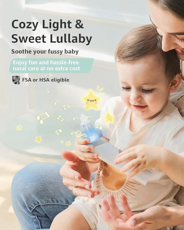 GROWNSY Nasal Aspirator for Baby, Baby Nose Sucker Pro with 3 Soft Silicone Tips, Adjustable Suction, Electric Nose Suction for Baby, Built-in Music & Light Soothing - Image 2