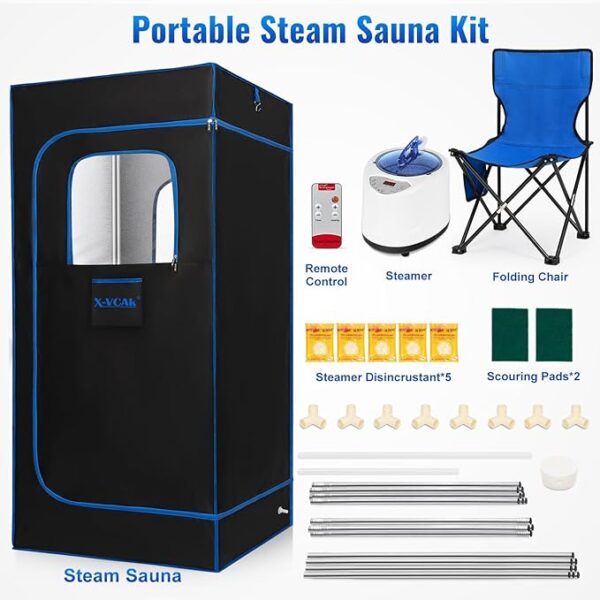 Sauna Box, Portable Sauna, Portable Steam Sauna for Home, Sauna Tent with Steamer, Remote Control, Folding Chair, 9 Levels, 2.6’ x 2.6’ x 5.9’ - Image 5
