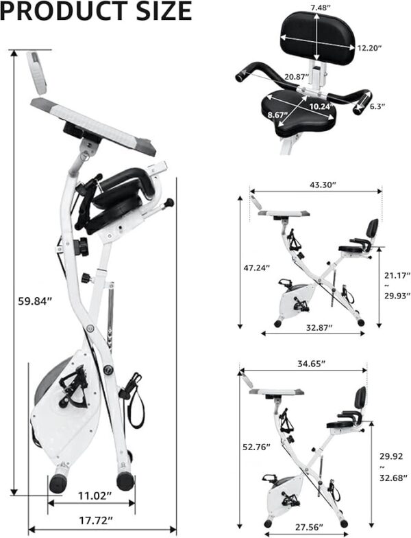 Foldable Exercise Bike Stationary Bikes for Home, 5 IN 1 Indoor Workout Bike, Cycling Bike with 16-Level Quiet Magnetic Resistance, 6.6 LBS Flywheel and 300LBS Capacity, 2025 Designed 817 X-bike - Image 4