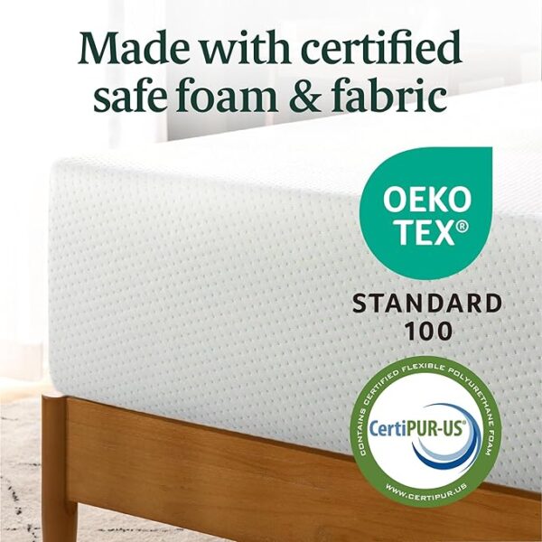 ZINUS 10 Inch Green Tea Memory Foam Mattress [New Version], Queen, Fiberglass free, Medium Firm Feel, Zoned Pressure Relief, Certified Safe Foams & Fabric, Mattress in A Box - Image 4