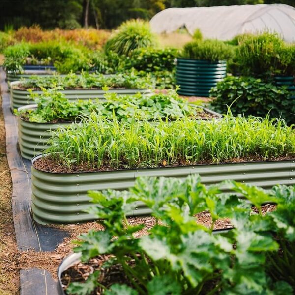 Vego garden Raised Garden Bed Kits, 17" Tall 9 in 1 8ft X 2ft Metal Raised Planter Bed for Vegetables Flowers Ground Planter Box-Olive Green - Image 6