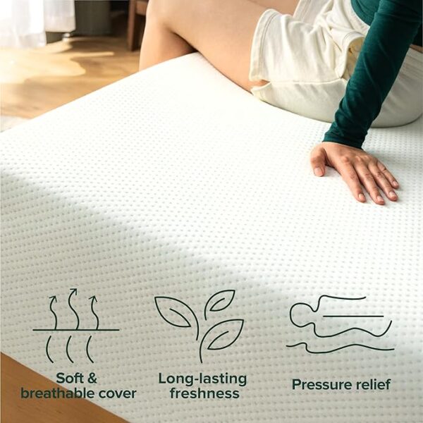 ZINUS 10 Inch Green Tea Memory Foam Mattress [New Version], Queen, Fiberglass free, Medium Firm Feel, Zoned Pressure Relief, Certified Safe Foams & Fabric, Mattress in A Box - Image 6