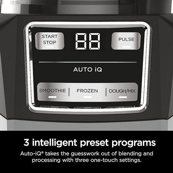 Ninja Blender, Compact Kitchen System, 1200W, 3 Functions for Smoothies, Dough & Frozen Drinks with Auto-IQ, 72-oz.* Blender Pitcher, 40-oz. Processor Bowl & 18-oz. Single-Serve Cup, Grey, AMZ493BRN - Image 5