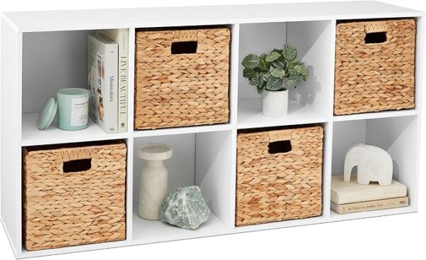 Best Choice Products 8-Cube Storage Organizer, 13.5in Shelf Opening, Bookcase, Display Shelf, Customizable w/ 2 Removable Back Panels – White
