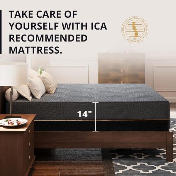 EGOHOME 14 inch Firm King Mattress, Memory Foam Mattress with Cooling Cover, Bed in a Box, CertiPUR-US Certified, Breathable and Supportive, Made in USA, 76x80x14 Black - Image 5