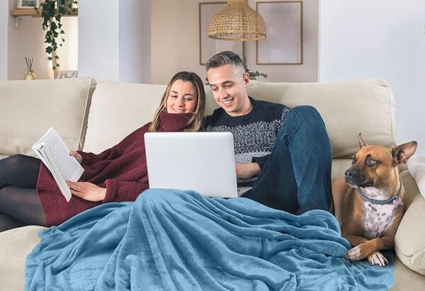 Utopia Bedding Fleece Blanket Queen Size Washed Blue 300GSM Luxury Fuzzy Soft Anti-Static Microfiber Bed Blanket (90x90 Inch) - Image 6