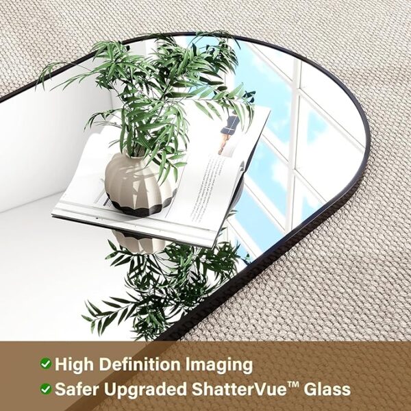 HARRITPURE 64"x21" Arched Full Length Mirror Floor Mirrors with Aluminum Alloy Frame Free-Standing Wall Mounted or Leaning Large Bedroom Dressing Mirror Modern & Contemporary Decor for Home,Black - Image 6