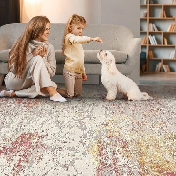 Area Rug Living Room Rugs - 10x14 Washable Large Soft Indoor Neutral Modern Abstract Low Pile Rug Carpet for Bedroom Dining Room Farmhouse Home Office - Colorful - Image 6
