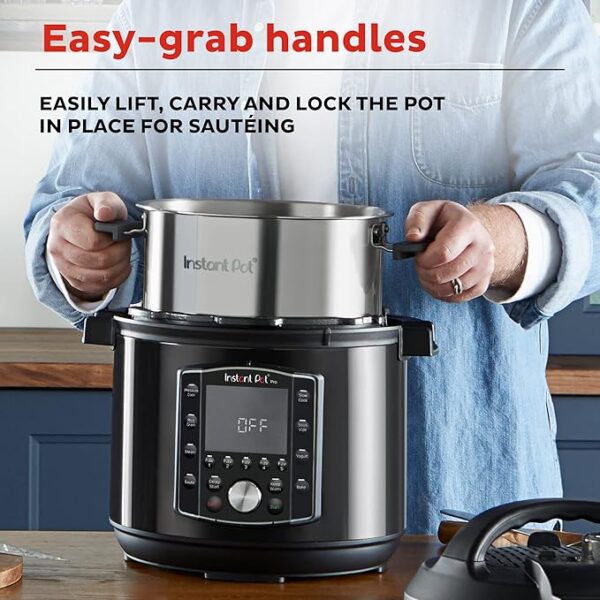 Instant Pot Pro (8 QT) 10-in-1 Pressure Cooker, Slow Cooker, Rice/Grain Cooker, Steamer, Sauté, Sous Vide, Yogurt Maker, Sterilizer, and Warmer, Includes App With Over 800 Recipes, Black - Image 4