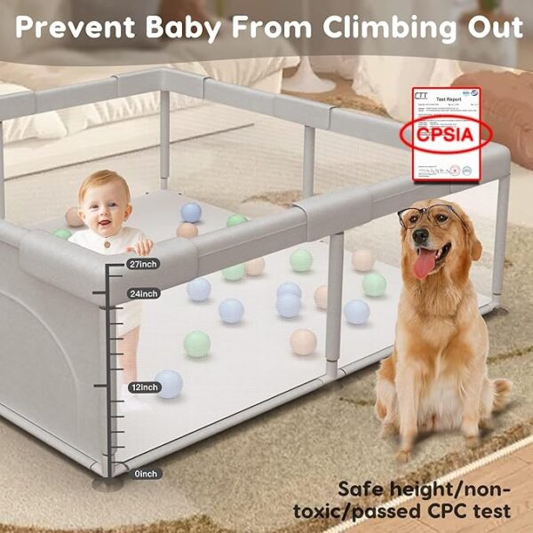 Baby Playpen Play Pens for Babies and Toddlers Baby Fence Baby Play Yards for Indoor & Outdoor with Breathable Mesh Anti-Fall Playpen - Image 2