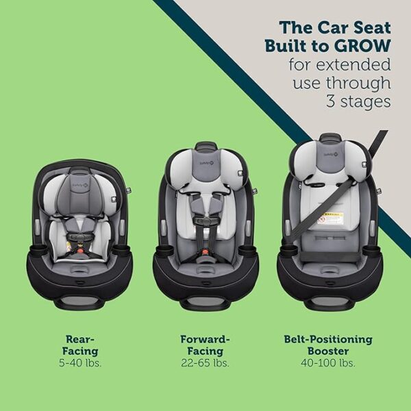 Safety 1st Grow and Go All-in-One Convertible Car Seat, Rear Facing Car Seat 5-40 lbs, Forward Facing Car 30–65 lbs, High Back Booster Seat 40-100 lbs, Carbon Ink - Image 2