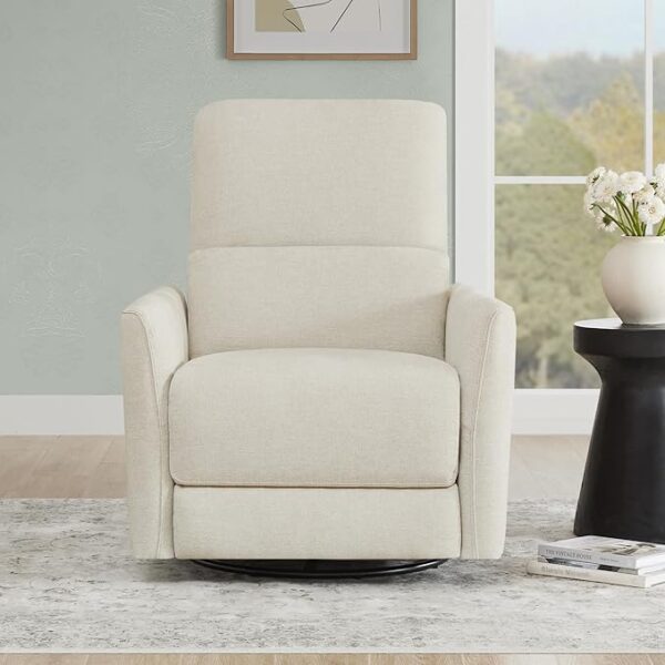 CHITA Power Recliner Chair Swivel Glider, FSC Certified Upholstered Living Room Nursery Reclining Sofa Chair with Lumbar Support, Linen - Image 4