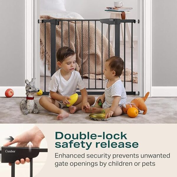 Cumbor 29.7-40.6" Baby Gate for Stairs, Mom's Choice Awards Winner-Dog Gate for Doorways, Pressure Mounted Self Closing Pet Gates for Dogs Indoor, Durable Safety Child Gate with Easy Walk Thru Door - Image 3