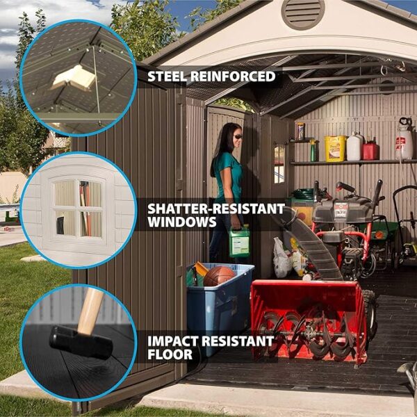 Lifetime 60079 Outdoor Storage Dual Entry Shed, 15 x 8 ft, Desert Sand - Image 4