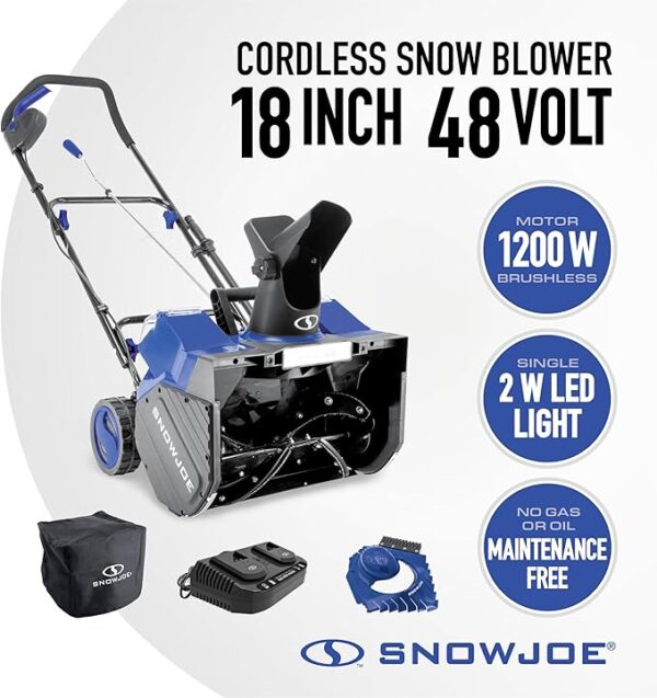 Snow Joe 24V Cordless Snow Blower w/ 18" Clearing, Batteries, Charger, Cover & Ice Scraper - Image 3