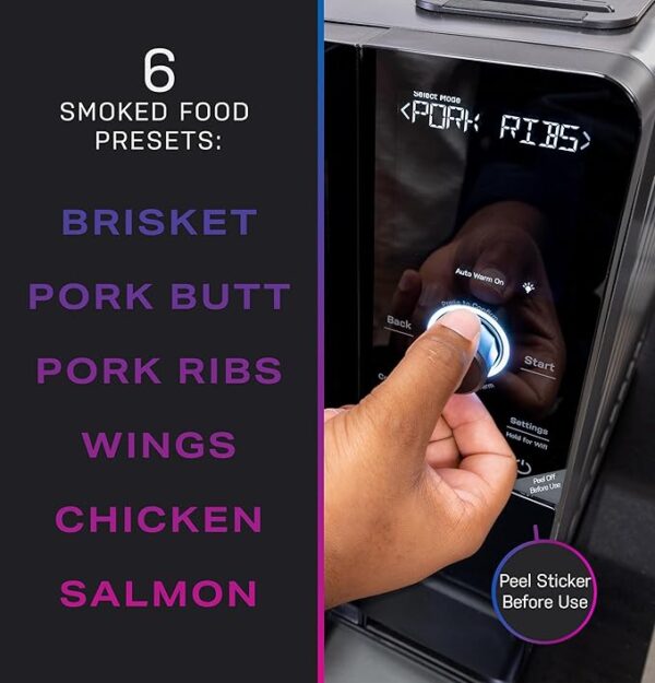 GE Profile™ Smart Indoor Pellet Smoker, with Active Smoke Filtration, 5 Smoke Control Settings, WiFi Connected, Electric, Countertop BBQ Appliance, Black - Image 4