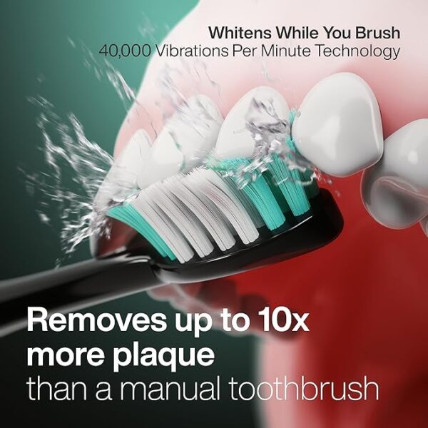 Aquasonic Black Series Ultra Whitening Toothbrush – ADA Accepted Electric Toothbrush- 8 Brush Heads & Travel Case – 40,000 VPM Electric Motor & Wireless Charging - 4 Modes w Smart Timer - Image 5