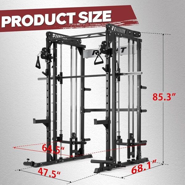 RitFit M1 & M1 Pro Smith Machine with Cable Crossover System, Multi-Function Squat Rack Power Cage for Home Gym, Power Rack and Packages - Image 3