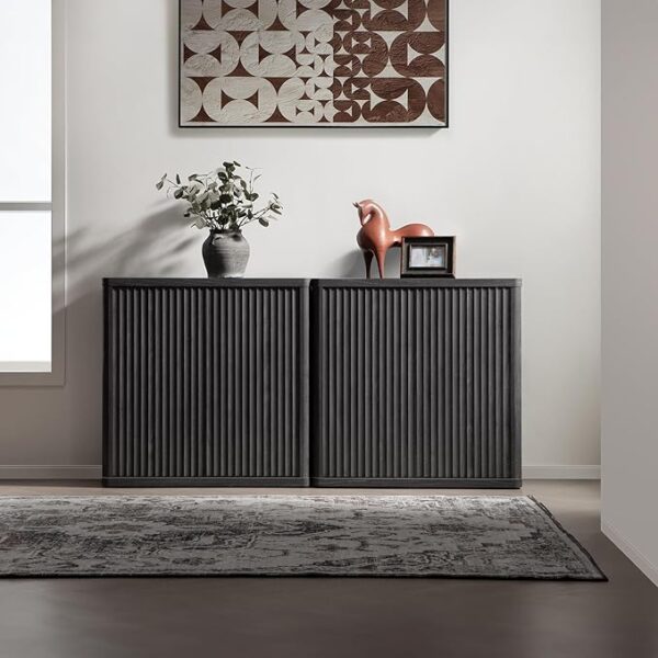 SICOTAS Buffet Cabinet with Storage Sideboard Accent Modern Credenza with Doors & Shelves Fluted 34.6" Tall Media Console Wood Mid Century Coffee Bar Table for Living Room Kitchen Dining Room Hallway - Image 3