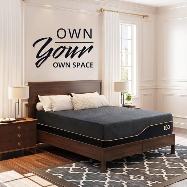 EGOHOME 14 inch Firm King Mattress, Memory Foam Mattress with Cooling Cover, Bed in a Box, CertiPUR-US Certified, Breathable and Supportive, Made in USA, 76x80x14 Black - Image 2