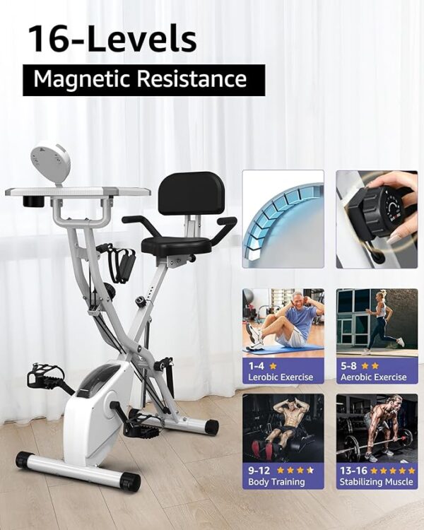 Foldable Exercise Bike Stationary Bikes for Home, 5 IN 1 Indoor Workout Bike, Cycling Bike with 16-Level Quiet Magnetic Resistance, 6.6 LBS Flywheel and 300LBS Capacity, 2025 Designed 817 X-bike - Image 3