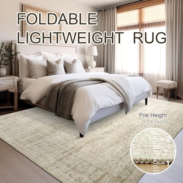 Washable Area Rug 8x10, Large Soft Rugs for Living Room Vintage Beige Rug 8x10 Area Rugs for Bedroom Dining Room Non-Slip Stain Resistant Under Table Rug - Image 5