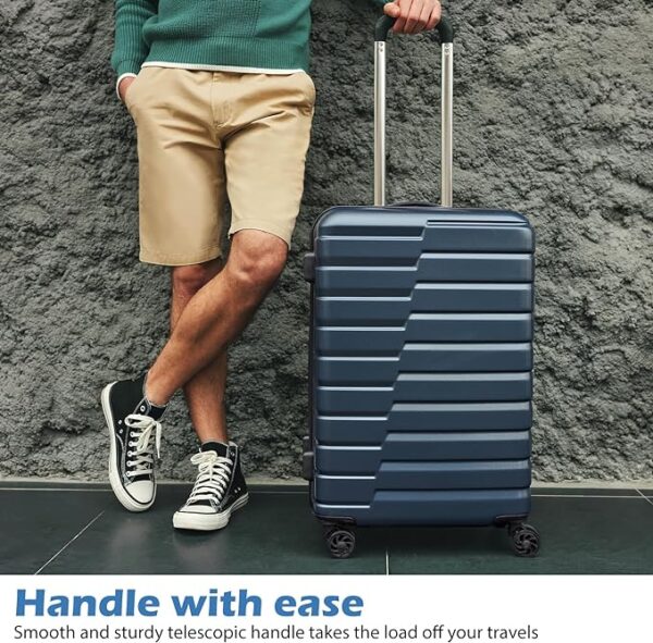 COOLIFE Expandable Suitcase PC ABS TSA Luggage 3 Piece Set Lock Spinner Carry on (Teal blue) - Image 3