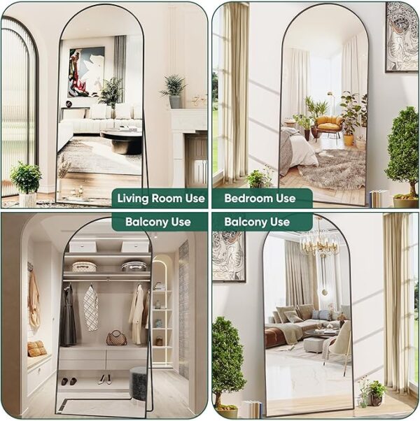 Antok Arched Full Length Mirror, 76"x34" Arched Floor Mirror, Glassless Mirror Full Length with Stand, Floor Mirror Freestanding, Wall Mounted Mirror for Bedroom Living Room, Black - Image 3